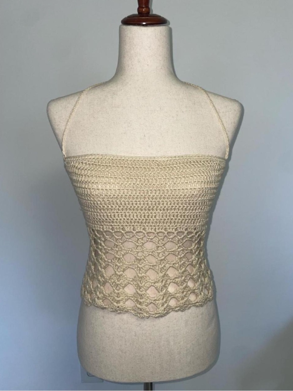 Beautiful cream crochet halter crop top